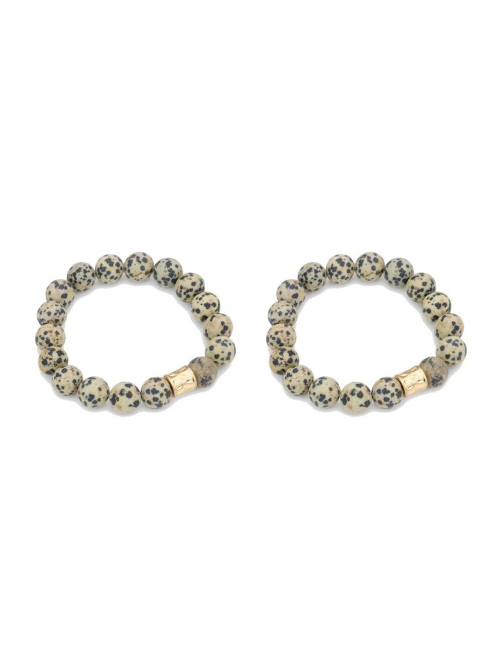 2 Matching Dalmatian Jasper Bracelets - Mom and Daughter or Best Friend Set